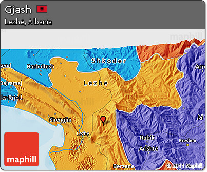 Political 3D Map of Gjash