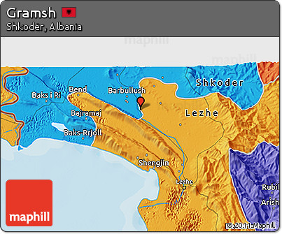 Political 3D Map of Gramsh