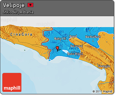 Political 3D Map of Velipojë