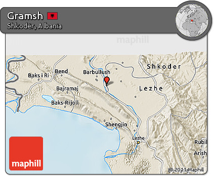 Shaded Relief 3D Map of Gramsh