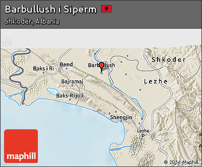 Shaded Relief 3D Map of Barbullush I Sipërm