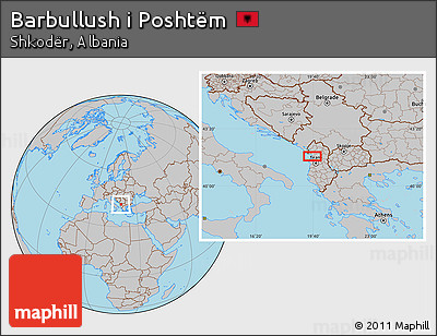 Gray Location Map of Barbullush I Poshtëm