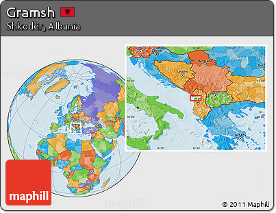 Political Location Map of Gramsh