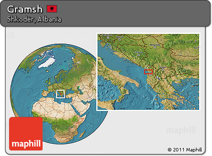 Satellite Location Map of Gramsh