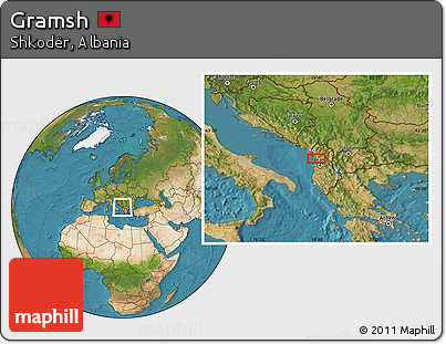 Satellite Location Map of Gramsh