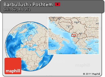 Shaded Relief Location Map of Barbullush I Poshtëm