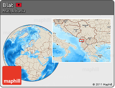 Shaded Relief Location Map of Blat