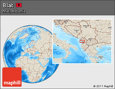 Shaded Relief Location Map of Blat