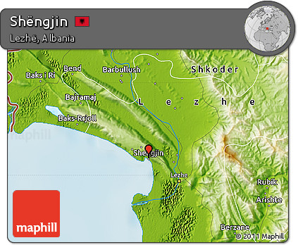 Physical Map of Shëngjin