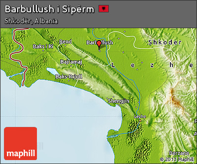 Physical Map of Barbullush I Sipërm