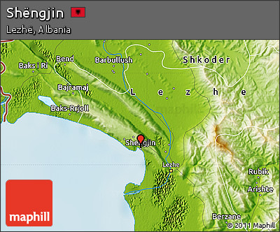 Physical Map of Shëngjin