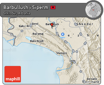 Shaded Relief Map of Barbullush I Sipërm