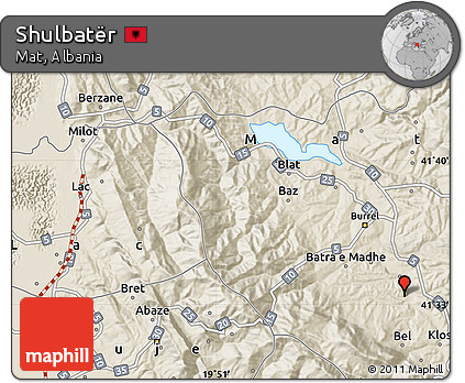 Shaded Relief Map of Shulbatër