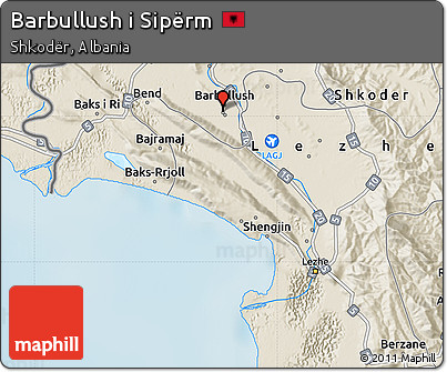 Shaded Relief Map of Barbullush I Sipërm