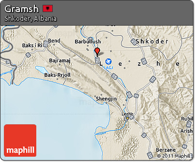 Shaded Relief Map of Gramsh