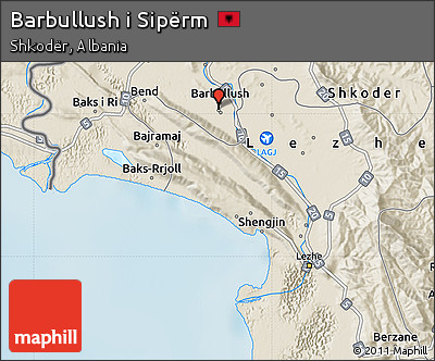 Shaded Relief Map of Barbullush I Sipërm