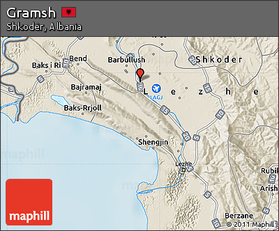 Shaded Relief Map of Gramsh