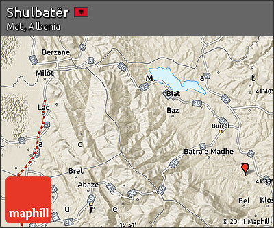 Shaded Relief Map of Shulbatër