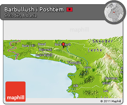 Physical Panoramic Map of Barbullush I Poshtëm