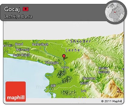 Physical Panoramic Map of Gocaj