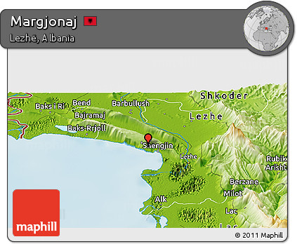 Physical Panoramic Map of Margjonaj