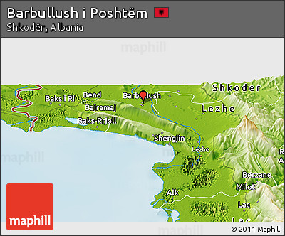 Physical Panoramic Map of Barbullush I Poshtëm