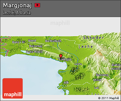 Physical Panoramic Map of Margjonaj