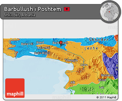 Political Panoramic Map of Barbullush I Poshtëm