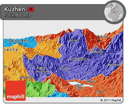 Political Panoramic Map of Kuzhen