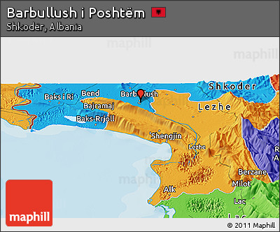 Political Panoramic Map of Barbullush I Poshtëm