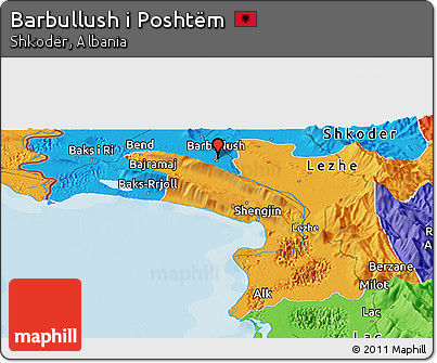 Political Panoramic Map of Barbullush I Poshtëm