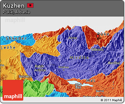 Political Panoramic Map of Kuzhen