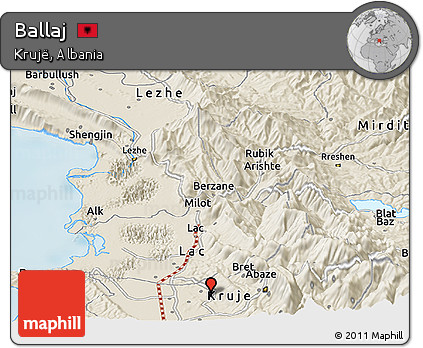 Shaded Relief Panoramic Map of Ballaj