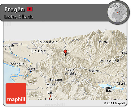 Shaded Relief Panoramic Map of Fregën
