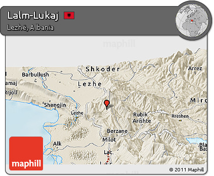 Shaded Relief Panoramic Map of Lalm-Lukaj