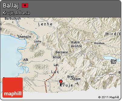 Shaded Relief Panoramic Map of Ballaj
