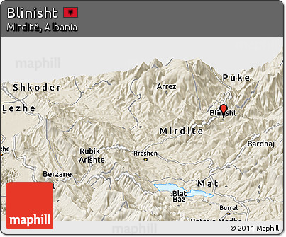 Shaded Relief Panoramic Map of Blinisht