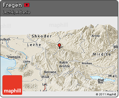 Shaded Relief Panoramic Map of Fregën