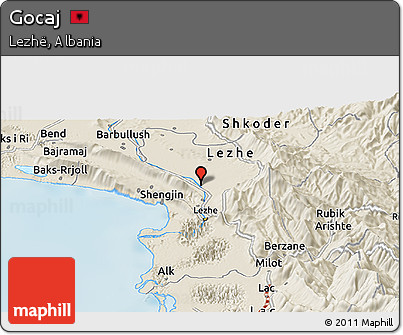 Shaded Relief Panoramic Map of Gocaj