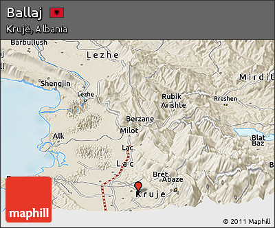 Shaded Relief Panoramic Map of Ballaj