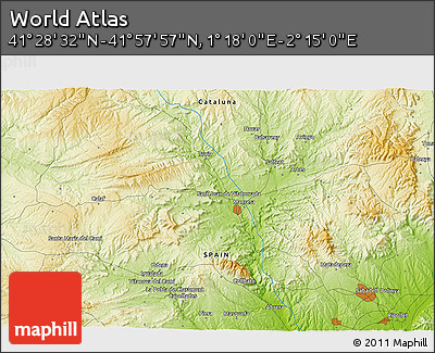 Physical 3D Map of the Area around 41° 43' 14" N, 1° 46' 29" E