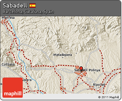 Shaded Relief 3D Map of Sabadell
