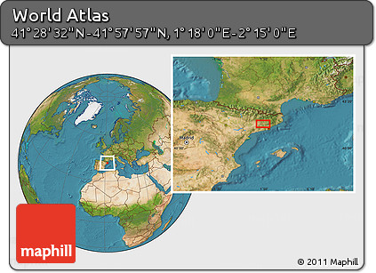 Satellite Location Map of the Area around 41° 43' 14" N, 1° 46' 29" E