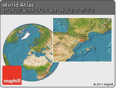 Satellite Location Map of the Area around 41° 43' 14" N, 1° 46' 29" E