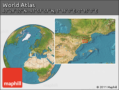 Satellite Location Map of the Area around 41° 43' 14" N, 1° 46' 29" E