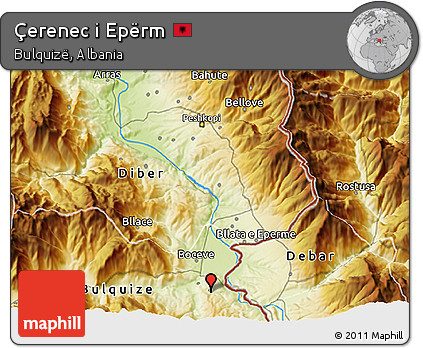 Physical 3D Map of Çerenec I Epërm