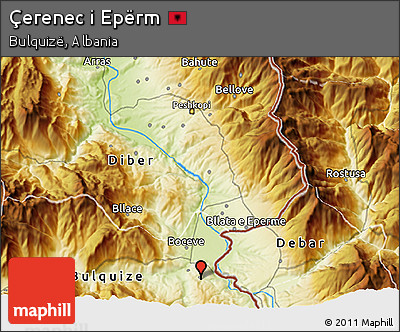 Physical 3D Map of Çerenec I Epërm