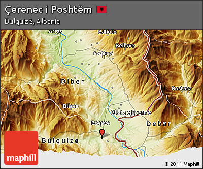Physical 3D Map of Çerenec I Poshtëm