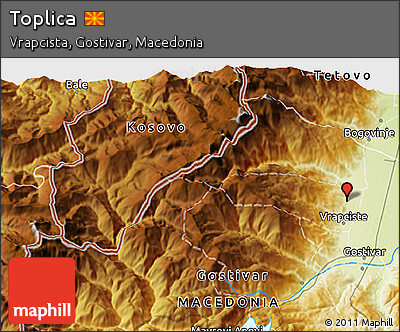 Physical 3D Map of Toplica