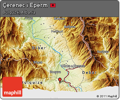 Physical 3D Map of Çerenec I Epërm